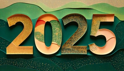Fototapeta na wymiar 2025 Nowy Rok