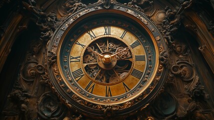 Vintage Clock with Spinning Hands in Ornate Design