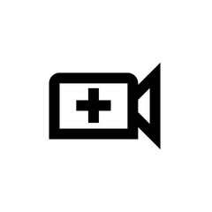 Video plus icon in black and outline style