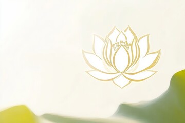 Golden line art lotus symbol against a soft light background representing purity spiritual growth and enlightenment in a minimalist design