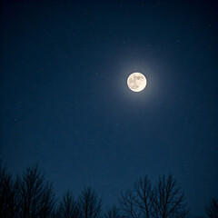 Fototapeta premium full moon and stars in the dark sky. starry night sky with moon and stars in dark night sky.