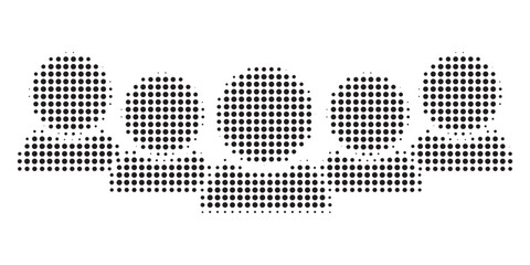 Dot halftone team boss icon, and original icons. Vector halftone collage of team boss icon made of round elements.