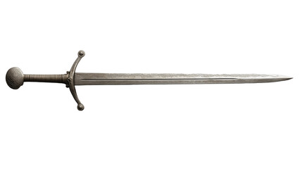 Highquality photo of a sword on a white background. Photo realistic photo.
