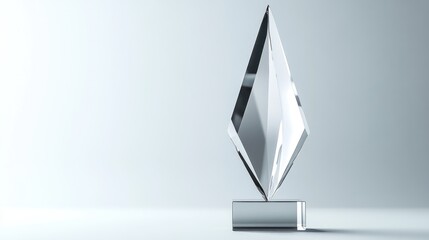 A single crystal award standing alone on a white background, perfect for recognition or achievement
