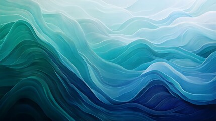 Obraz premium Abstract Blue and Green Wavy Lines Background