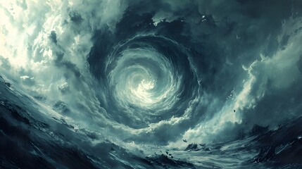 Dramatic Storm Clouds Swirling Into a Vortex