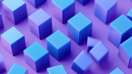 Blue Cubes on Purple Background