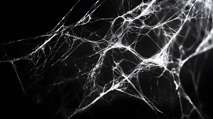 Close up of a white spider web on a transparent background