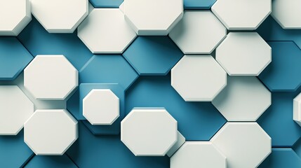 Fototapeta premium Abstract Pattern of Hexagons on Blue Background