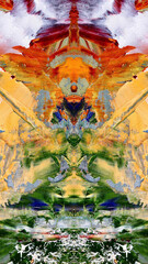 Abstract background art . Ethnic pattern. Mixtures of oil paint. Trendy hand painting canvas. Wall decor and Wall art prints Idea. 3D Texture. Art object