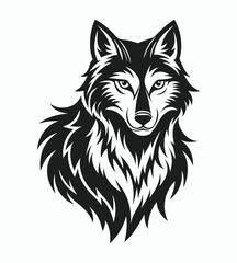 Naklejka premium wolf head vector, wolf face silhouette vector