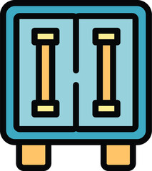 Simple cute and colorful icon of a toaster warming up two slices of bread, perfect for breakfast