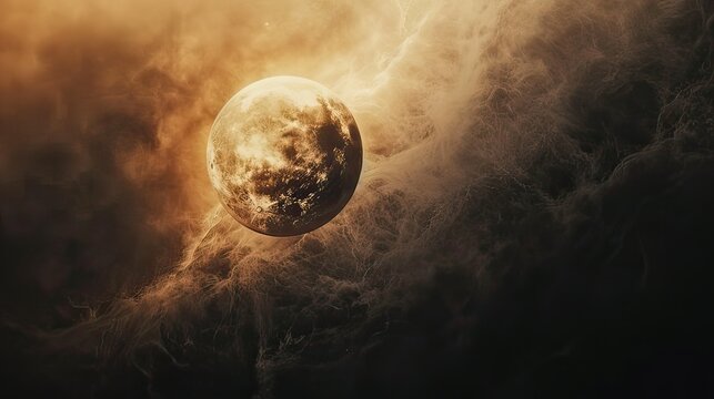 A dramatic image of an eclipse, with Rahu partially covering the moon, representing the deep connection of love. 