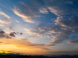 Horizon panorama and dramatic twilight sky and cloud sunset background. Natural sky background...