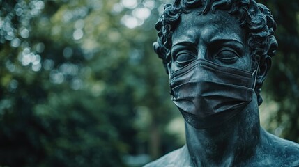 A person wearing a protective face mask, likely for health or medical purposes