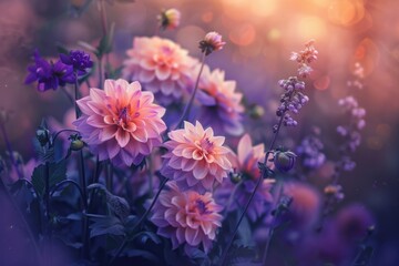 A bouquet of various flowers in a compact arrangement