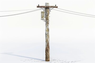 A bird sits on top of a telephone pole, providing a simple yet interesting scene