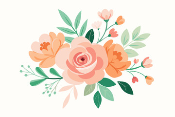 Colorful watercolor flower arrangement spring flower, bouquet, summer flowers, floral vector illustration.