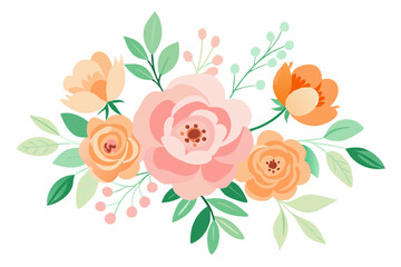 Colorful watercolor flower arrangement spring flower, bouquet, summer flowers, floral vector illustration.