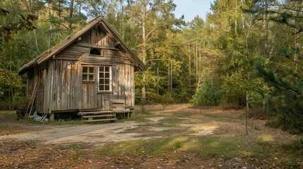 Fototapeta premium Rustic wooden cabin in the woods 