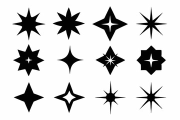 Sparkle star icon set, sparkles icon vector bundle, set of star sparkles icons