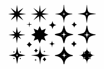 Sparkle star icon set, sparkles icon vector bundle, set of star sparkles icons