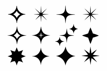 Sparkle star icon set, sparkles icon vector bundle, set of star sparkles icons