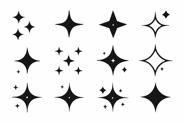Sparkle star icon set, sparkles icon vector bundle, set of star sparkles icons