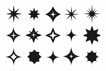 Sparkle star icon set, sparkles icon vector bundle, set of star sparkles icons
