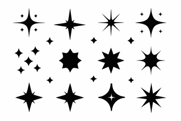 Sparkle star icon set, sparkles icon vector bundle, set of star sparkles icons