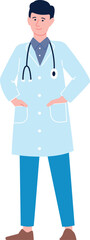 Fototapeta premium Doctor color character. Man in lab coat with stethoscope