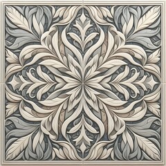 subtle geometric leaf tile in muted colors, seamless pattern abstract pattern