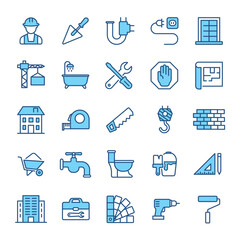 Construction thin line icons collection. Editable stroke.