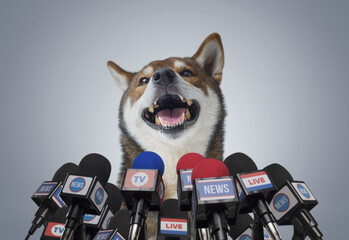 Funny dog speaking at the press conference