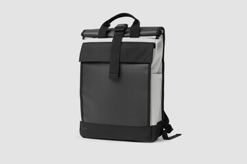 Photo of a black backpack on a white background