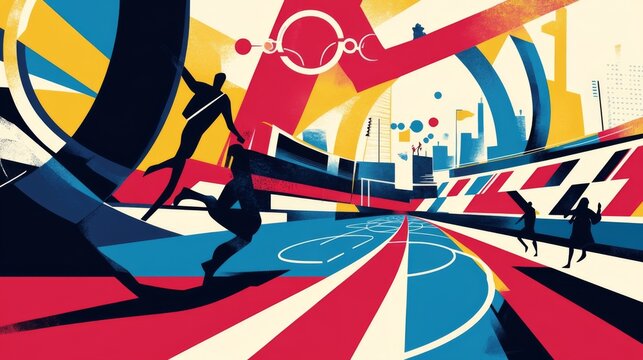 Olympicthemed vector art combining sports and typography
