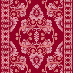 Seamless damask pattern Elegant and classic design with intricate floral motifs. Perfect for wallpaper, fabric, or packaging design.