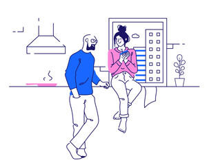 Woman and man in the kitchen