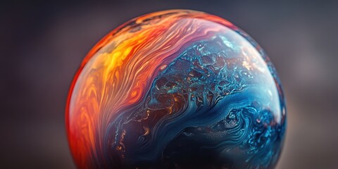Swirling liquid art, abstract sphere.