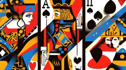 Playing card vector art with basic shapes and colors ratio 169 version 61