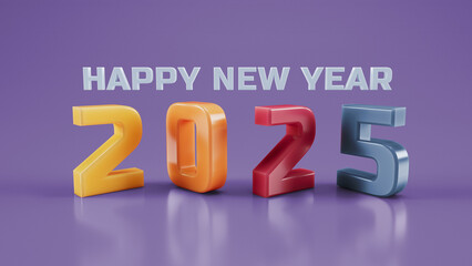 New year 2025 text - 3D render on clean background