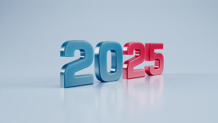 New year 2025 text - 3D render on clean background