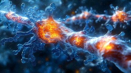 Obraz premium Exploring the Microscopic World: A Journey Into the Intricate Structure of a Neuron