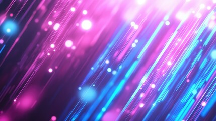 abstract background with pink blue glowing neon lines and bokeh lights. Data transfer concept