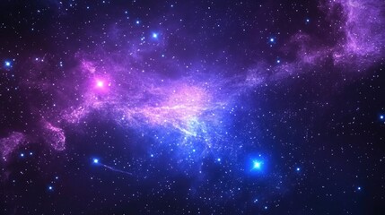 Naklejka premium Purple and blue stars in a space background