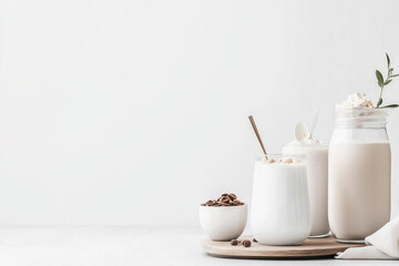 Minimalist Milkshakes with Coffee Beans and Whipped Cream