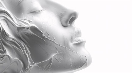 Abstract Female Face Sculpture: Monochrome Beauty