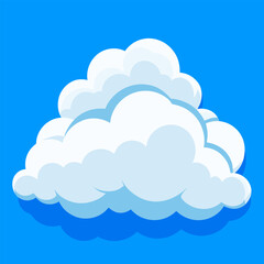 A simple, cartoon-style white cloud isolated on a blue background. Perfect for adding a touch of whimsy to your designs, this cloud illustration is ideal for children's books, websites, and more.