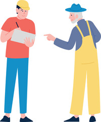 Man write errands list for senior. Elderly support