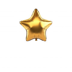 Gold star balloon, perfect for celebrations and party decorations, isolated on transparent background